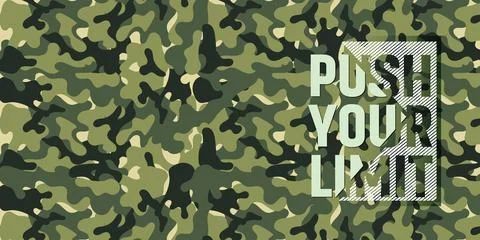 Military camouflage pattern with logo Stock Illustration