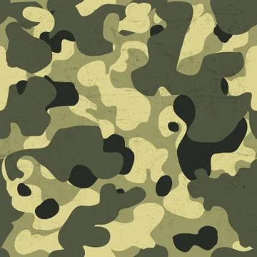 Military camouflage seamless pattern. Vector background with scratched aged t Stock Illustration