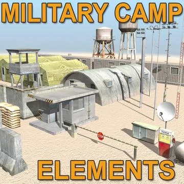 Military camp elements 3D Model