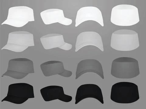 Military cap set Stock Illustration