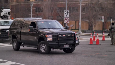 Military Checkpoint DC Lockdown Security Inauguration Vídeos de archivo 146801865