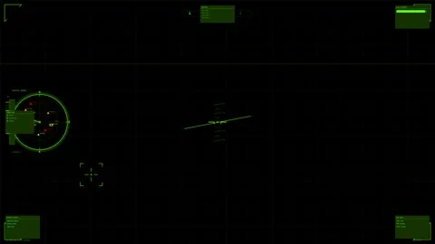Military cockpit element displays data for science fiction war documentary Stock Footage 327224213