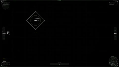 Military cockpit interface displaying data and targeting systems for war do.. Stock Footage 327220729