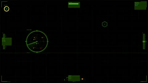 Military cockpit interface displaying radar and tactical options for war do.. Stock Footage 327224124