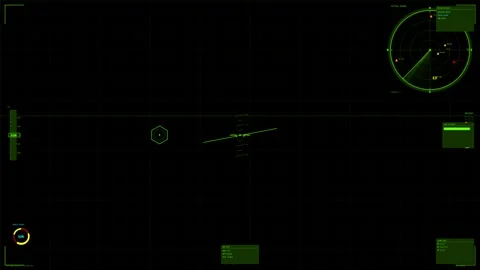 Military cockpit interface used in science fiction war documentaries for ta.. Stock-Footage 327224088
