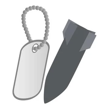 Military concept icon isometric vector. Falling war rocket and military dog tag 스톡 일러스트
