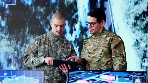 Military Control Center. Cyber Technology Operator Stock Footage 299961911