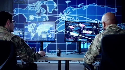 Military Control Center. Cyber Technology Operator Stock Footage 301353087