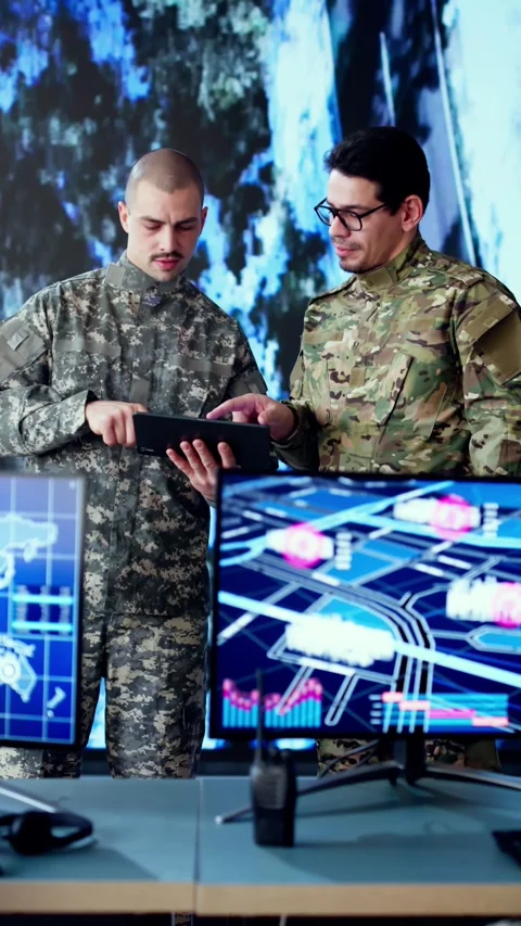 Military Control Center. Cyber Technology Operator Stock Footage 301355278