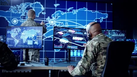 Military Control Center. Cyber Technology Operator Stock Footage 301833120