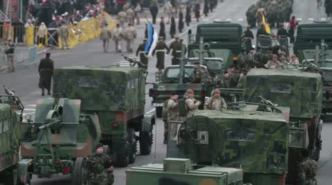 Military convoy Stock Footage 12590295
