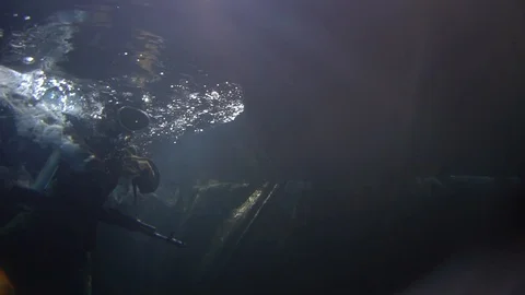 MILITARY DIVER Right Side Stock Footage 129341314