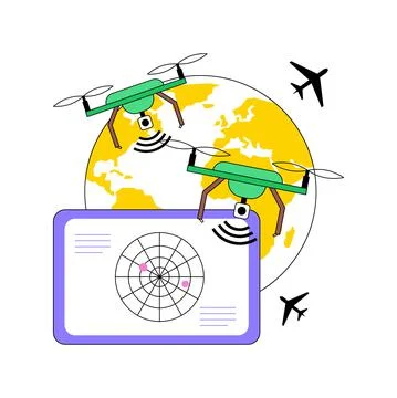 Military drone abstract concept vector illustration. Illustrazione stock