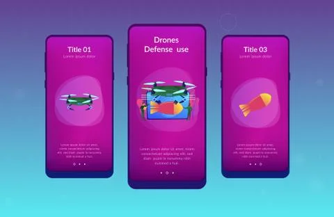Military drone app interface template. Ilustração Stock