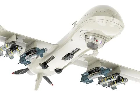 Military Drone, bottom view. 3D rendering Stock Illustration
