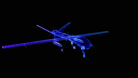 Military Drone. Digital technology visualization military aerial drone Stock Footage 224075244