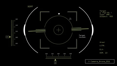 Military Drone Target Tracking HUD Overlay Stock Footage 339263359