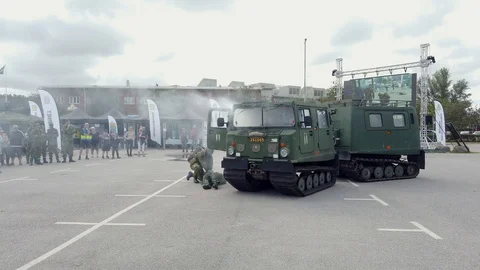 Military education basic life support, helping person with first aid next Video stock 116726251