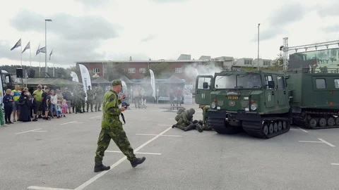 Military education basic life support, helping person with first aid at a Video stock 116726256