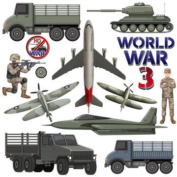 Military elements and vehicles set イラスト素材