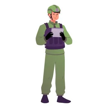 Military engineer, soldier operating UAV system with real-time data monitoring Stock Illustration