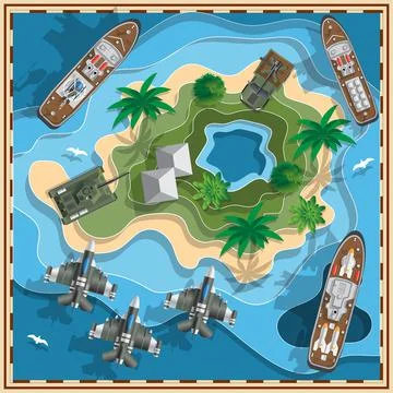 Military equipment on the island. Stock Illustration