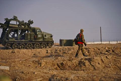 Military exercises of the armed engineering forces Stock Photos
