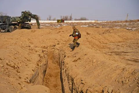 Military exercises of the armed engineering forces Stock Photos