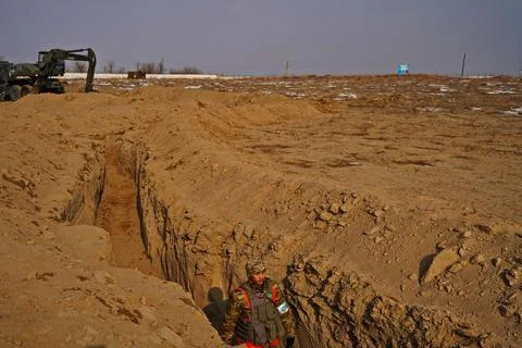 Military exercises of the armed engineering forces Stockfoto's
