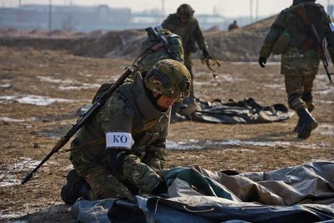 Military exercises of the armed engineering forces 스톡 사진