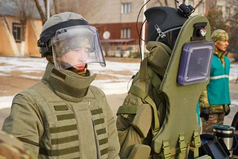 Military exercises of the armed engineering forces 스톡 사진