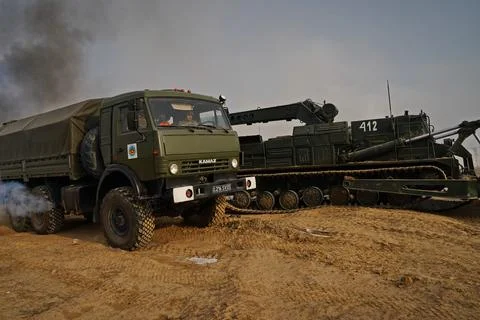 Military exercises of the armed engineering forces Stock Photos