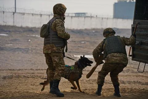 Military exercises of the armed engineering forces Stock Photos