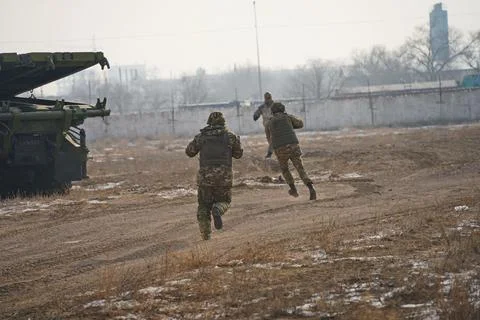 Military exercises of the armed engineering forces Stock Photos