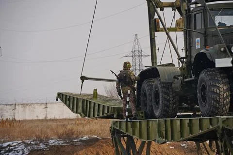 Military exercises of the armed engineering forces 스톡 사진