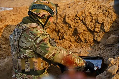 Military exercises of the armed engineering forces Fotos de archivo