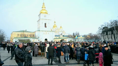 Military exhibition of weapon captured in Eastern Ukraine in Kiev, Ukraine. Stock Footage 47253725