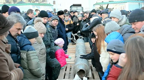 Military exhibition of weapon captured in Eastern Ukrainein Kiev, Ukraine. 스톡 동영상 47332759