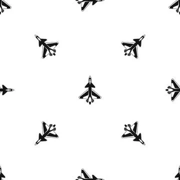 Military fighter jet pattern seamless black Stock Illustration
