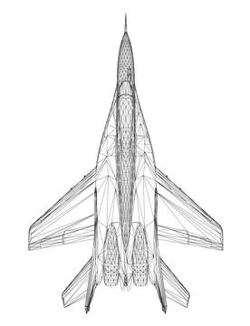 Military fighter jet wireframe. Vector art illustration of wireframe airplane Stock-Illustration