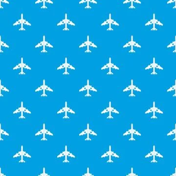 Military fighter plane pattern seamless blue Stock Illustration