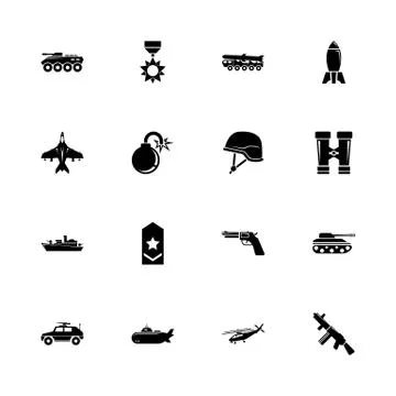 Military - Flat Vector Icons 스톡 일러스트