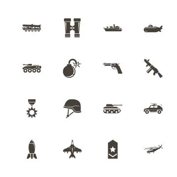 Military - Flat Vector Icons 스톡 일러스트