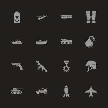 Military - Flat Vector Icons 스톡 일러스트