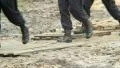 Military forces boots step over dirt, rescue emergency situation HD Footage