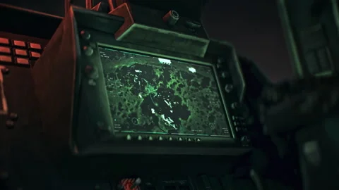 Military forces launching a rocket strike after enemy position detection Stock Footage 282779624