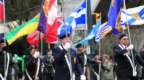 Military forces marching parade Vancouver Stock Footage 61714964