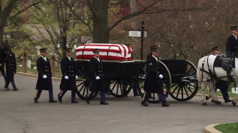 Military funeral procession Stock Footage 24615276