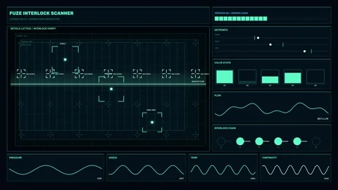 Military Fuze Interlock Scanner HUD Seamless Loop Stock Footage 342136508