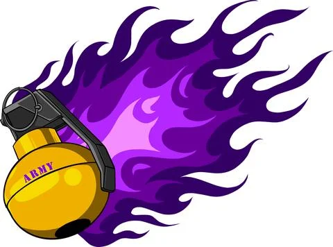 Military hand grenade with fire vector illustration. Ammunition soldier. Stock Illustration